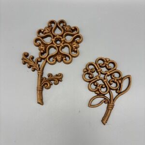 Vintage‎ Homco Floral Daisy Faux Wicker Plastic 1970s Wall Sprays